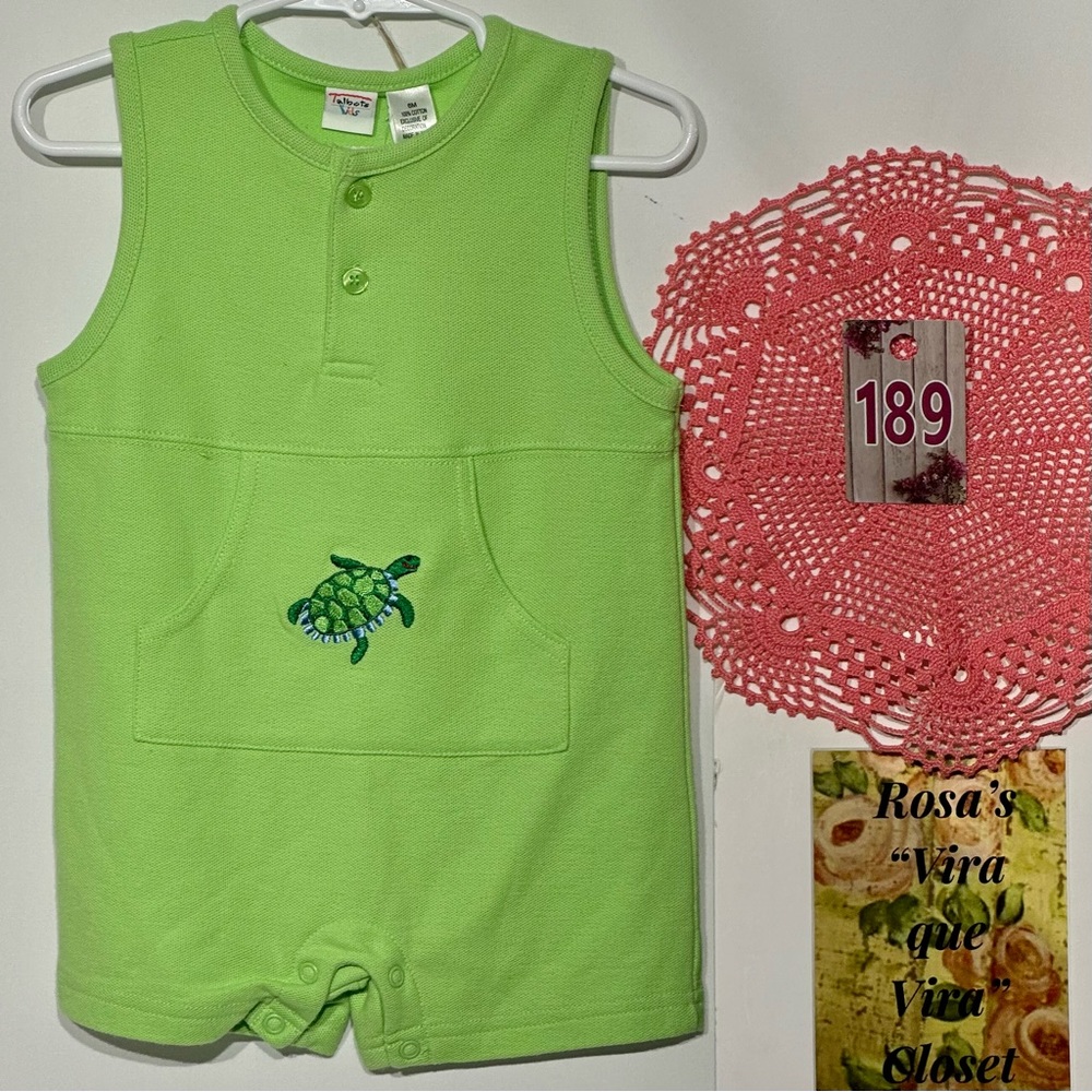 Talbots Kids NWT Green Turtle Sleeveless Jumper 6M - Picture 3 of 11
